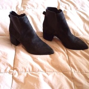 ALDO black suede heeled booties, size 7